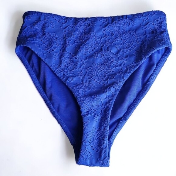 Sea Level Swim Blue Eyelet Lace Bikini Bottom Size 4 - Picture 1 of 9
